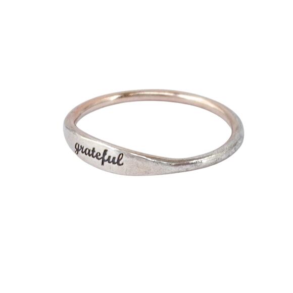 Vintage Worn Gold Plated Sterling Silver 925 Grateful Ring Size 7 - Picture 6 of 10